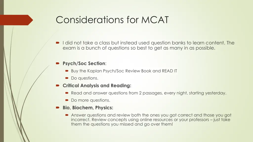 considerations for mcat