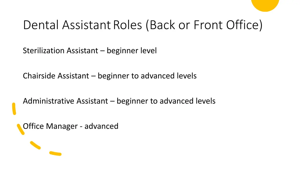dental assistantroles back or front office