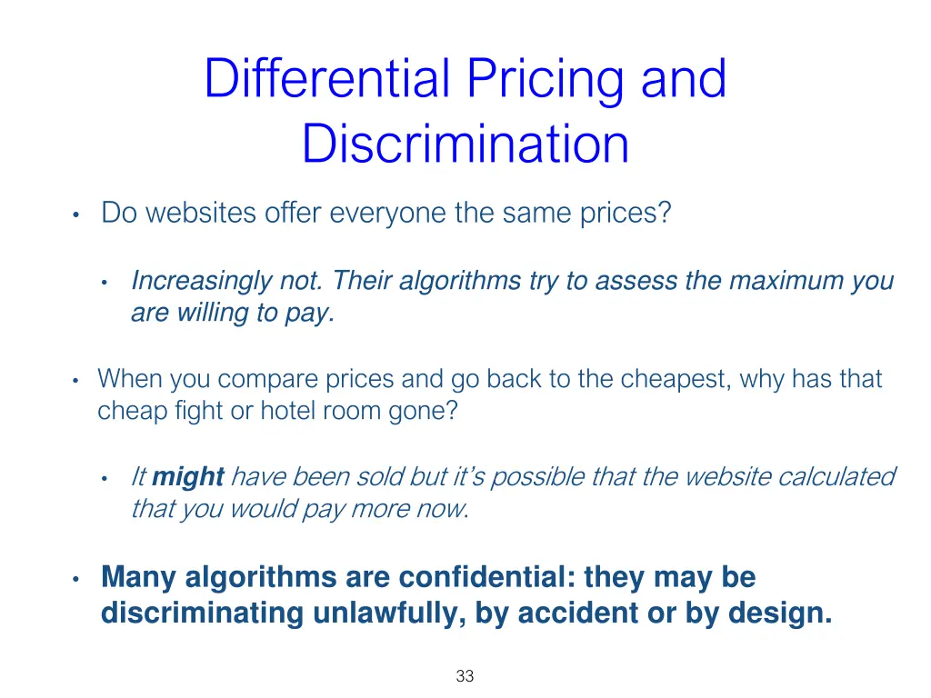 differential pricing and discrimination