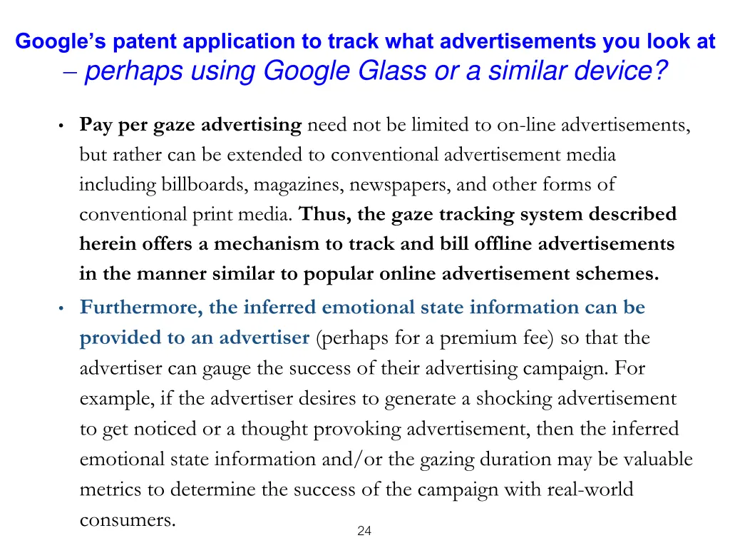 google s patent application to track what
