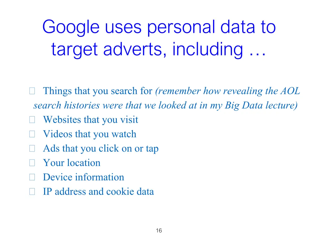 google uses personal data to target adverts