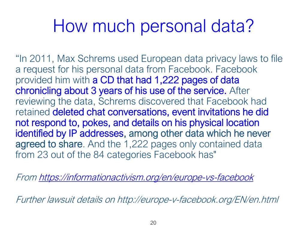 how much personal data