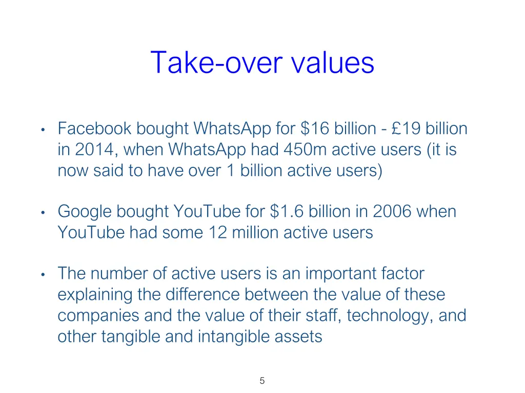 take over values