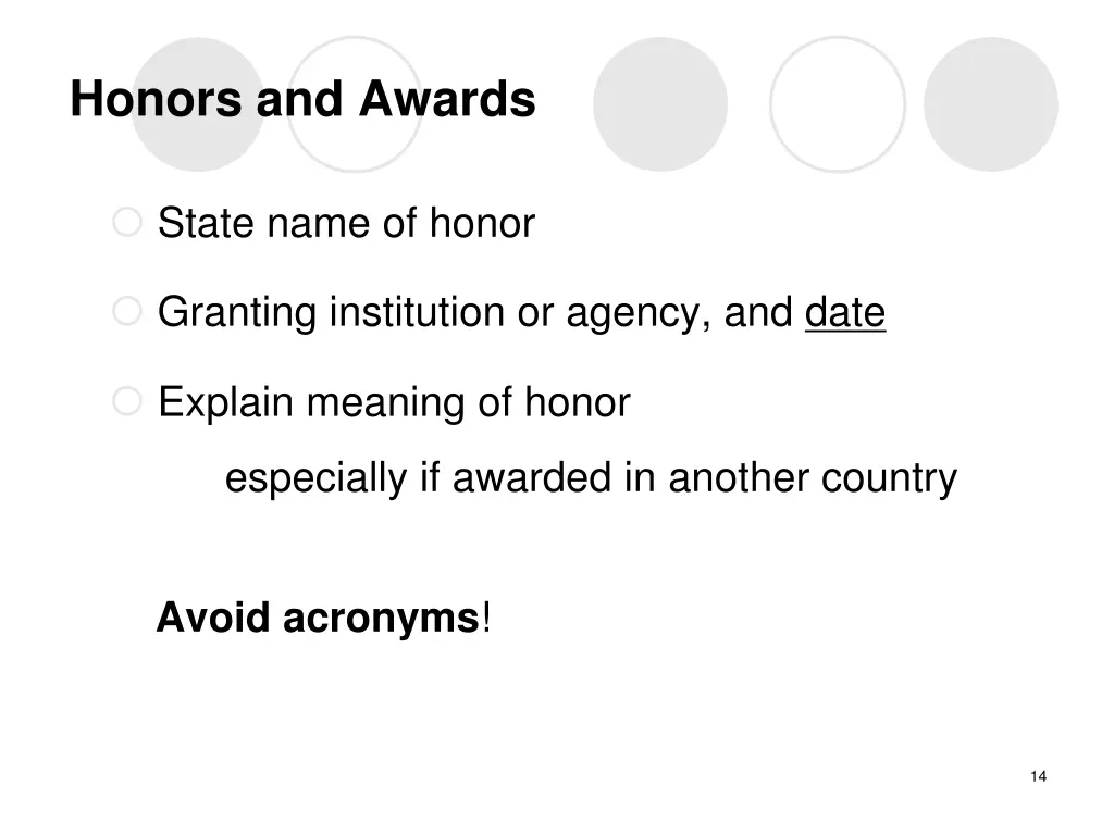 honors and awards