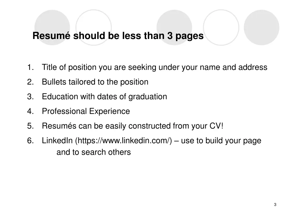 resum should be less than 3 pages