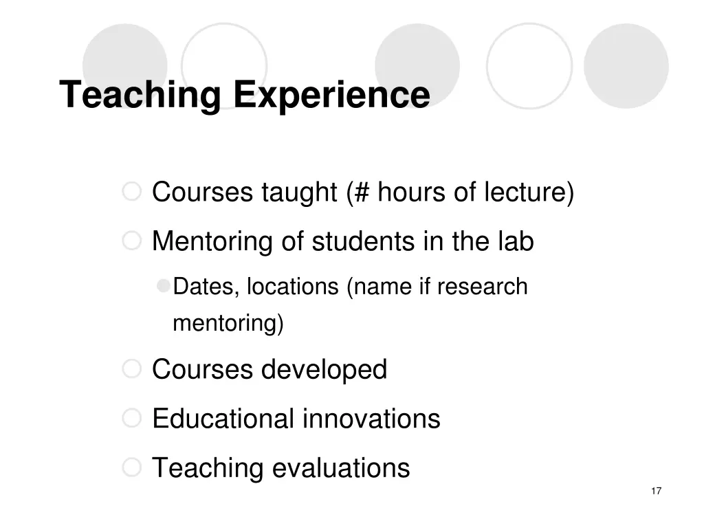 teaching experience