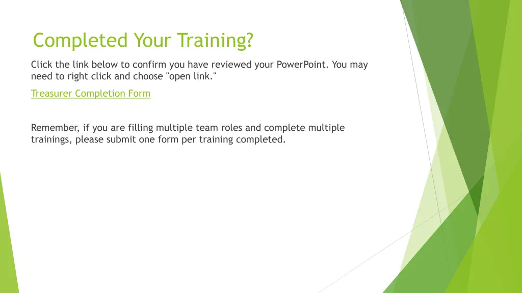 completed your training