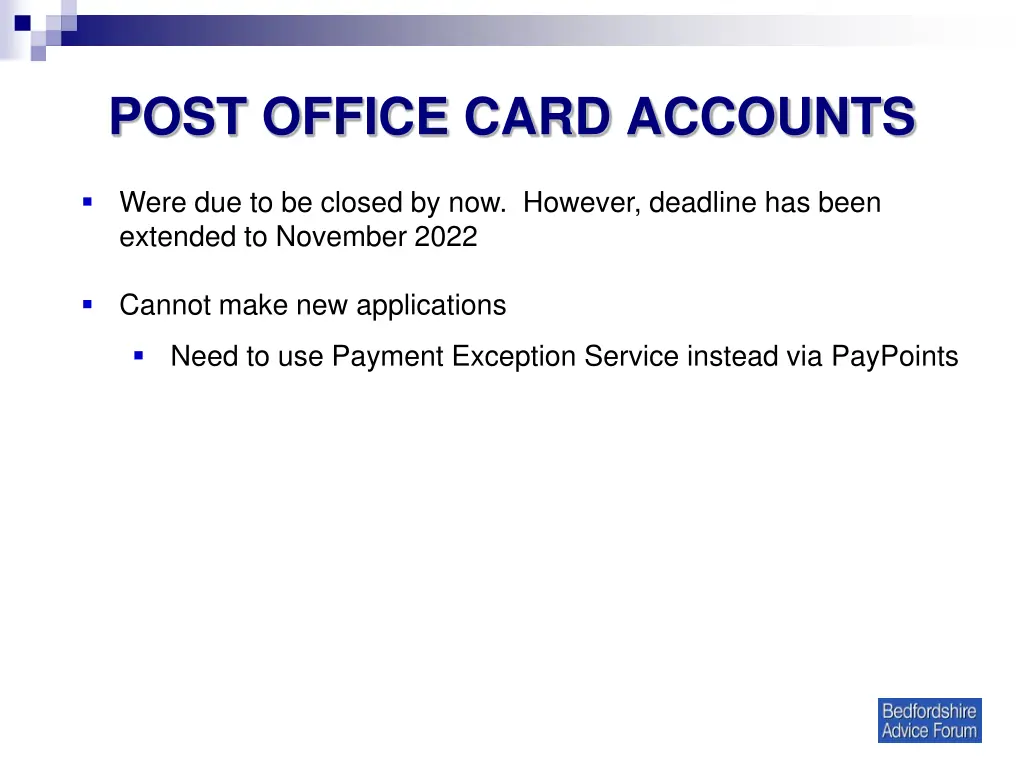 post office card accounts
