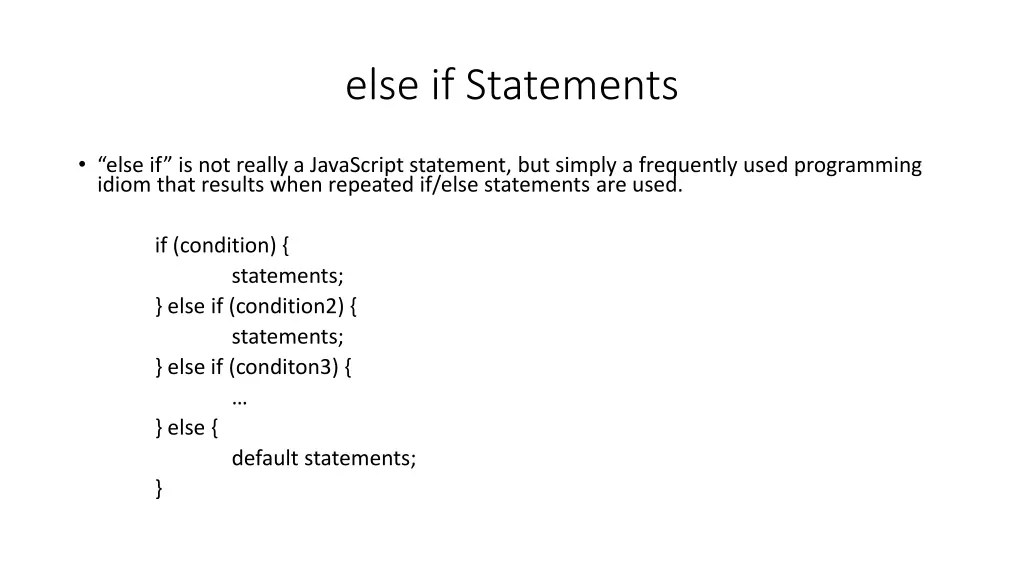 else if statements