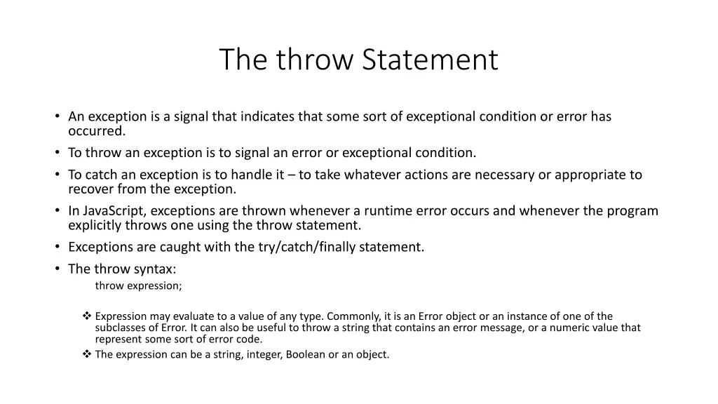 the throw statement