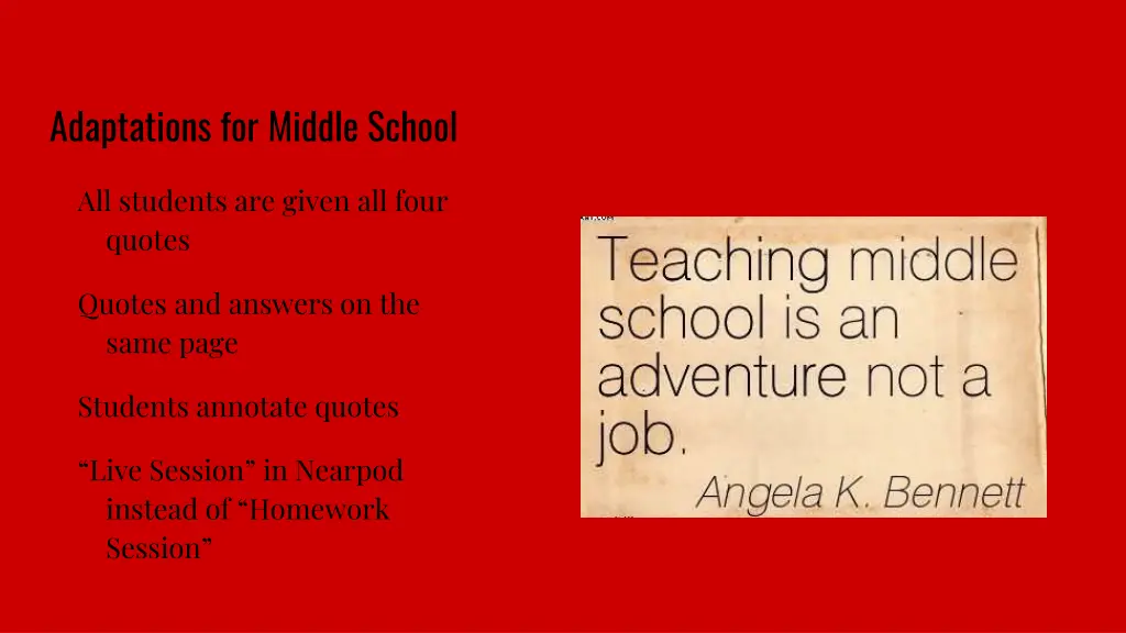 adaptations for middle school