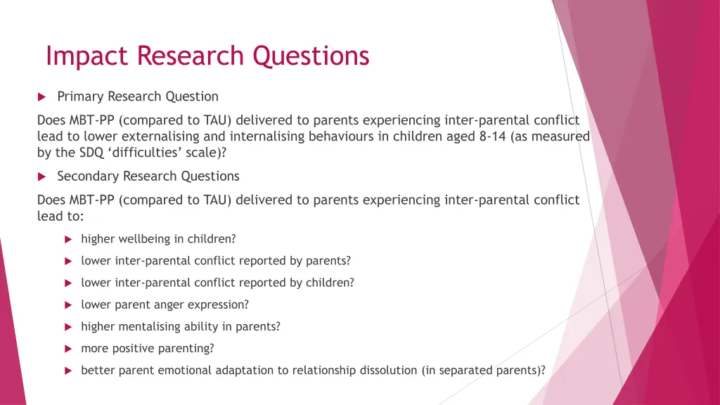 impact research questions