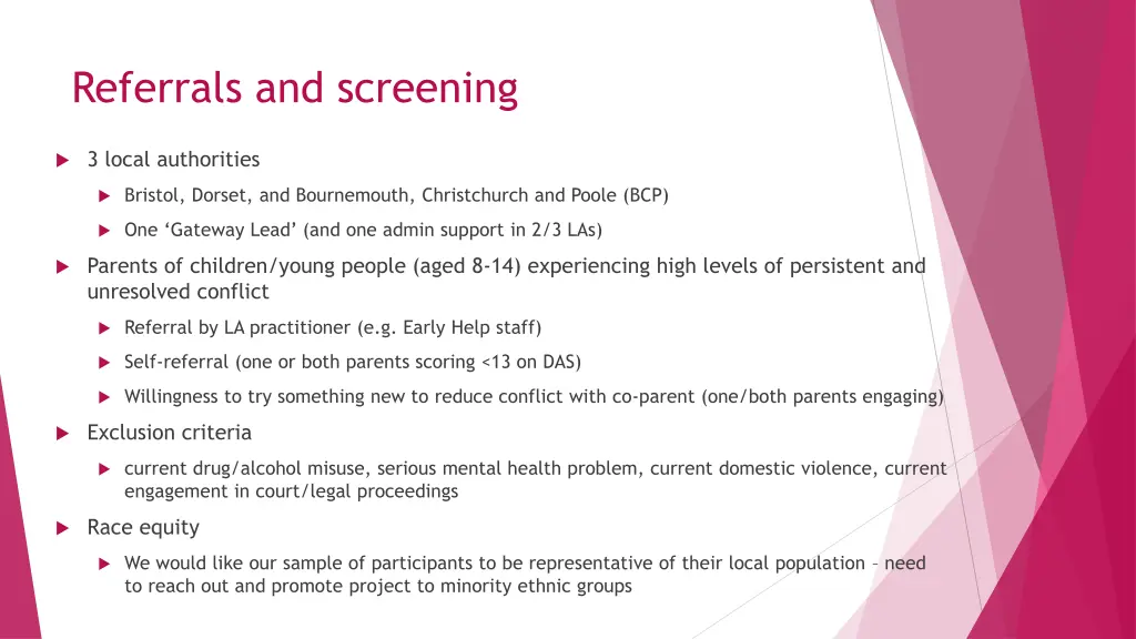 referrals and screening