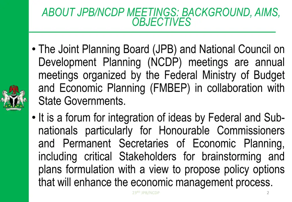 about jpb ncdp meetings background aims objectives