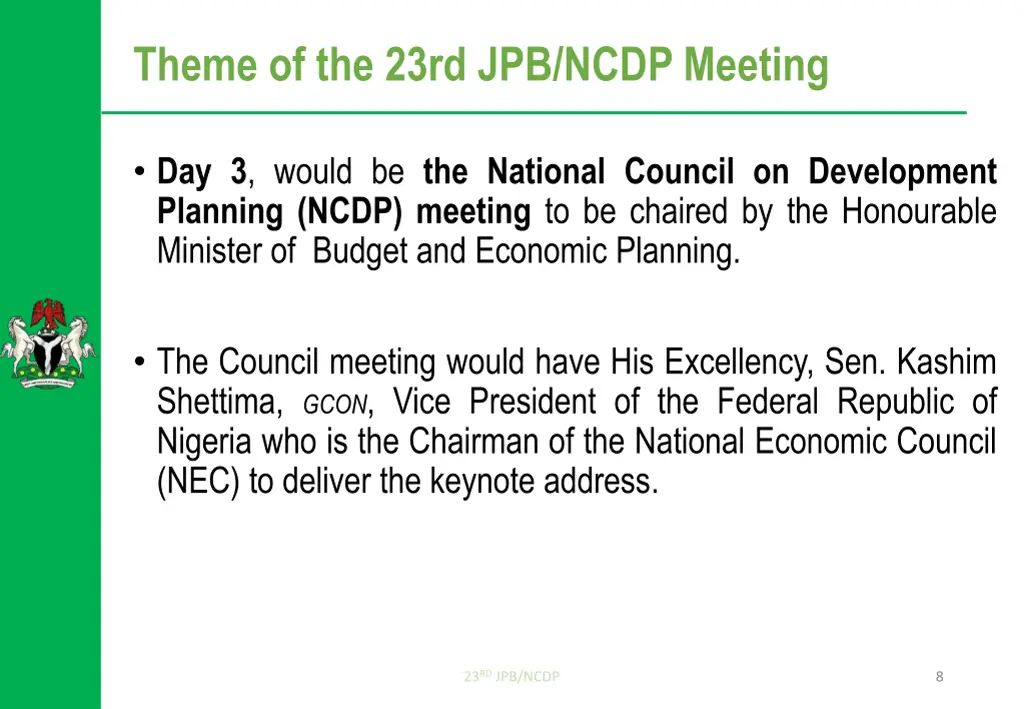 theme of the 23rd jpb ncdp meeting