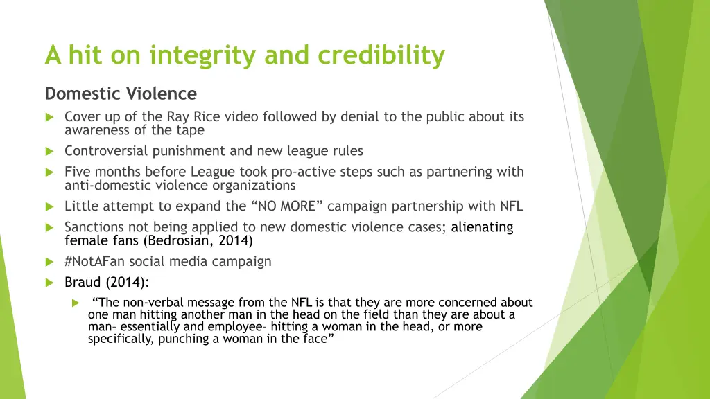 a hit on integrity and credibility