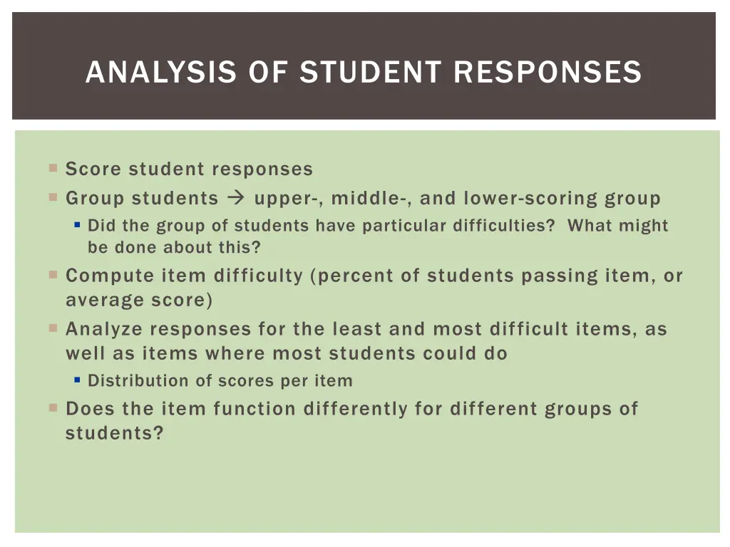 analysis of student responses