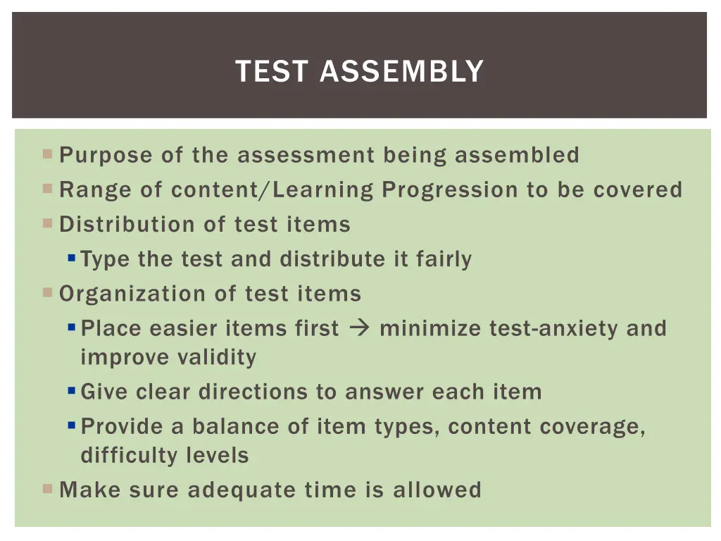 test assembly