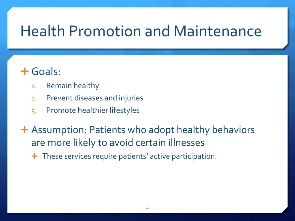 health promotion and maintenance