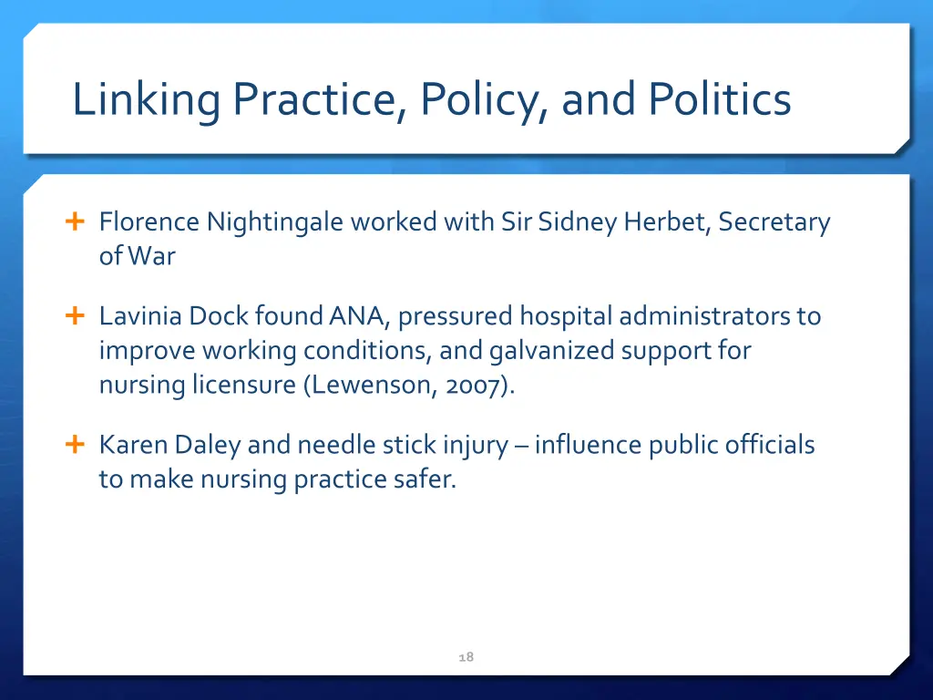 linking practice policy and politics