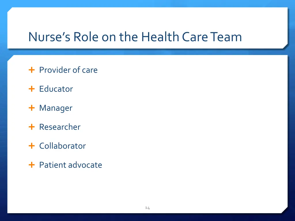 nurse s role on the health care team