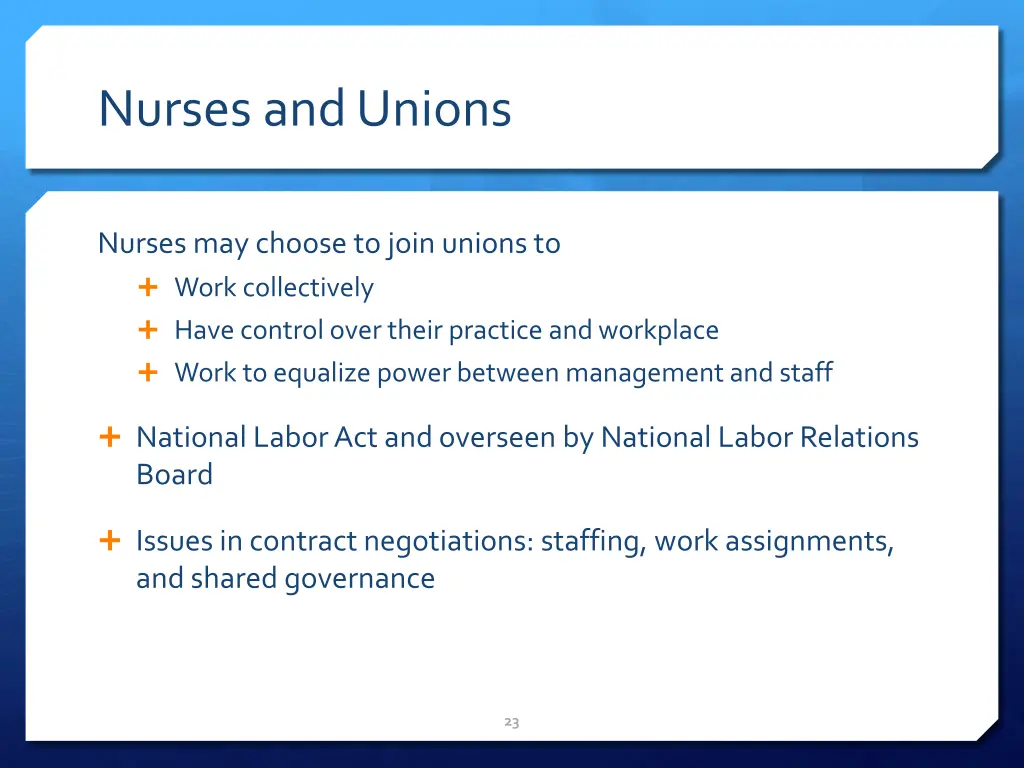 nurses and unions