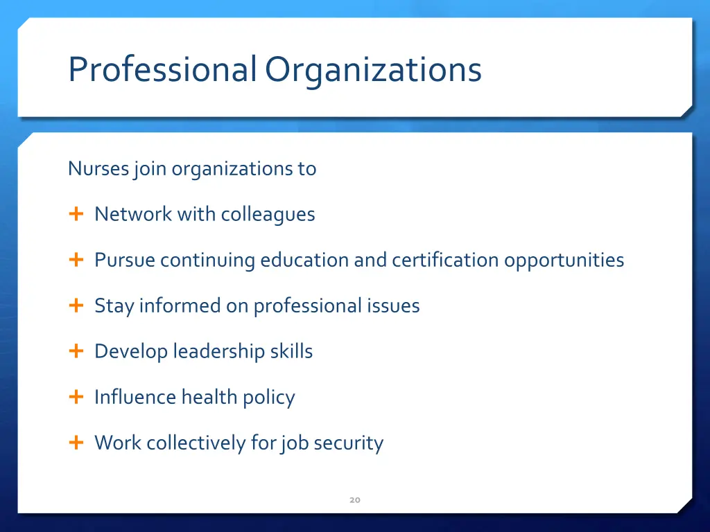 professional organizations