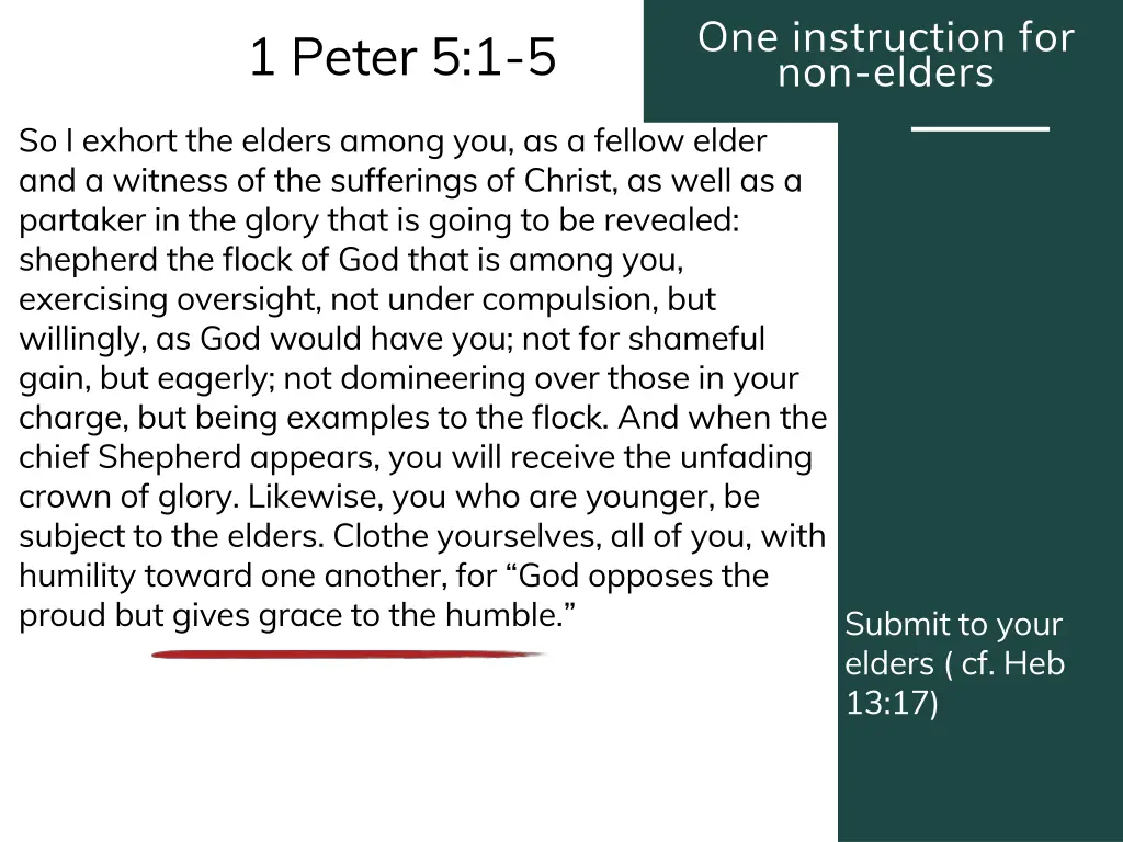 one instruction for non elders