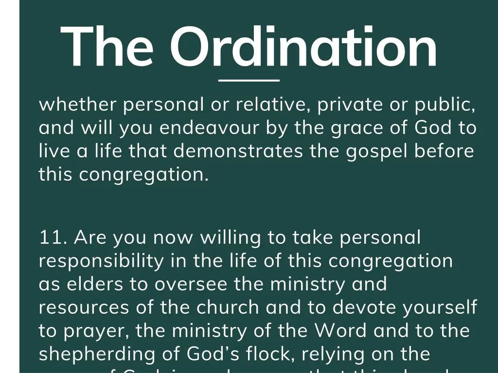 you on that account the ordination
