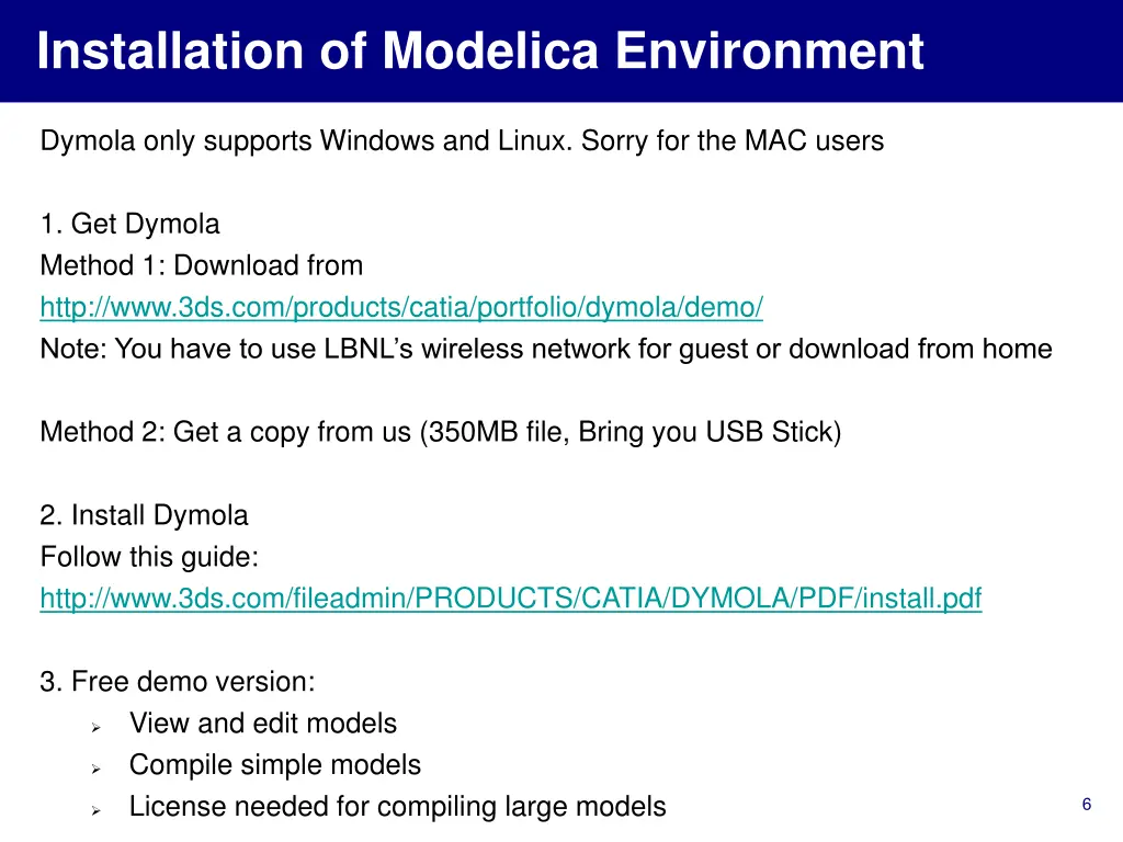 installation of modelica environment