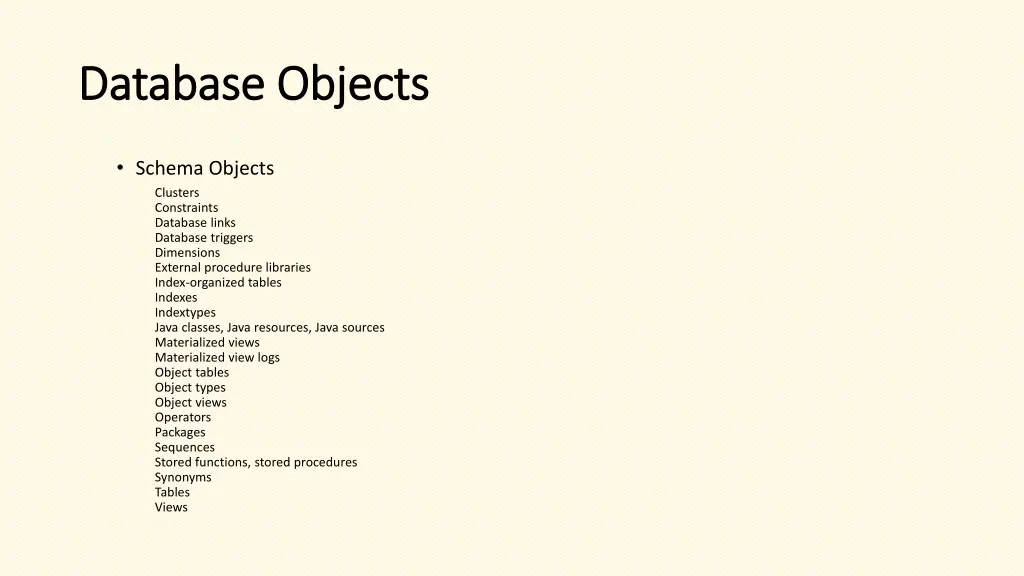 database objects database objects 1