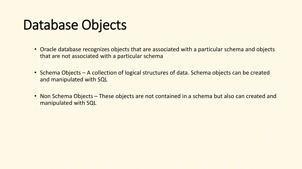 database objects database objects