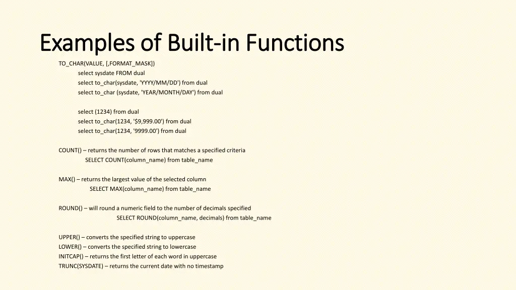examples of built examples of built in functions