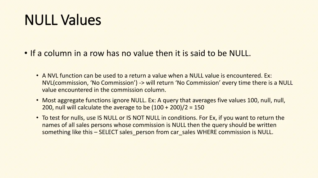 null values null values