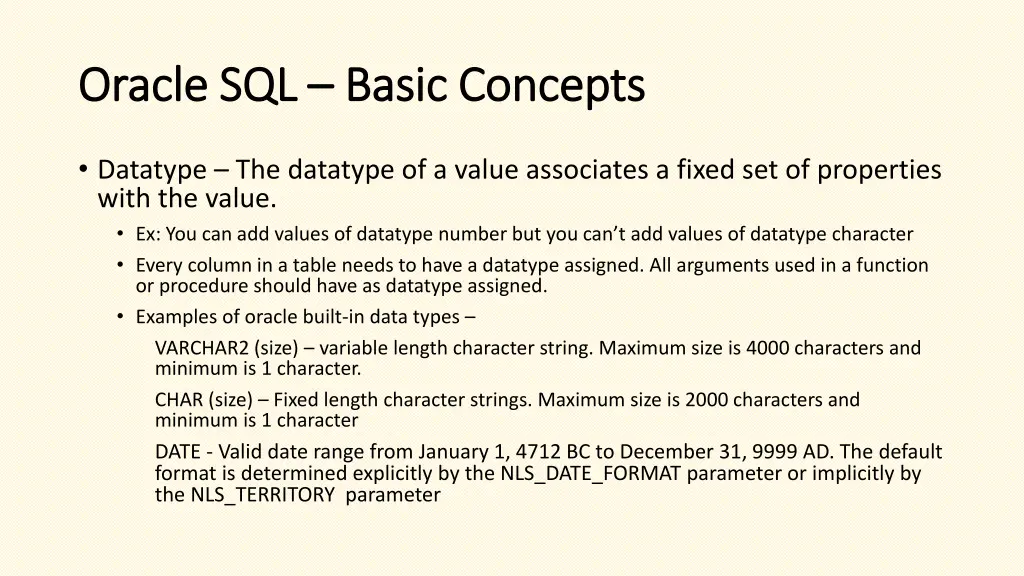 oracle sql oracle sql basic concepts basic