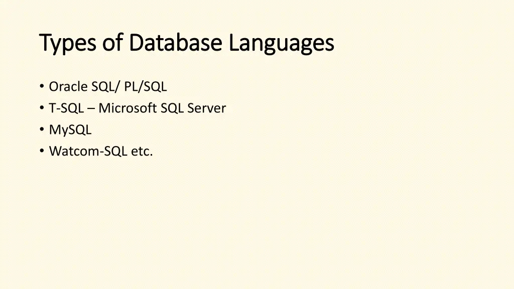 types of database languages types of database