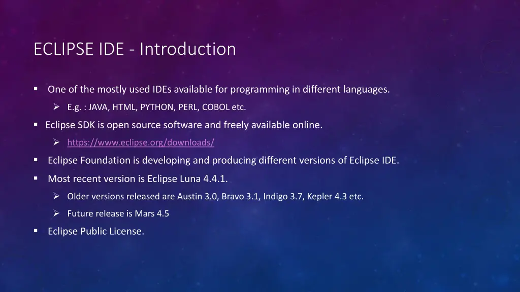 eclipse ide introduction