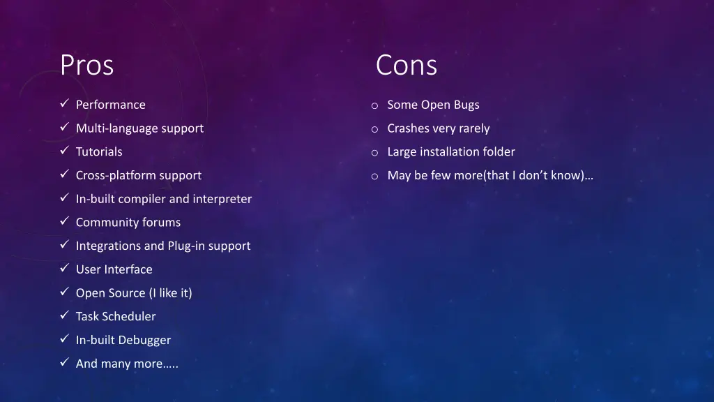 pros cons