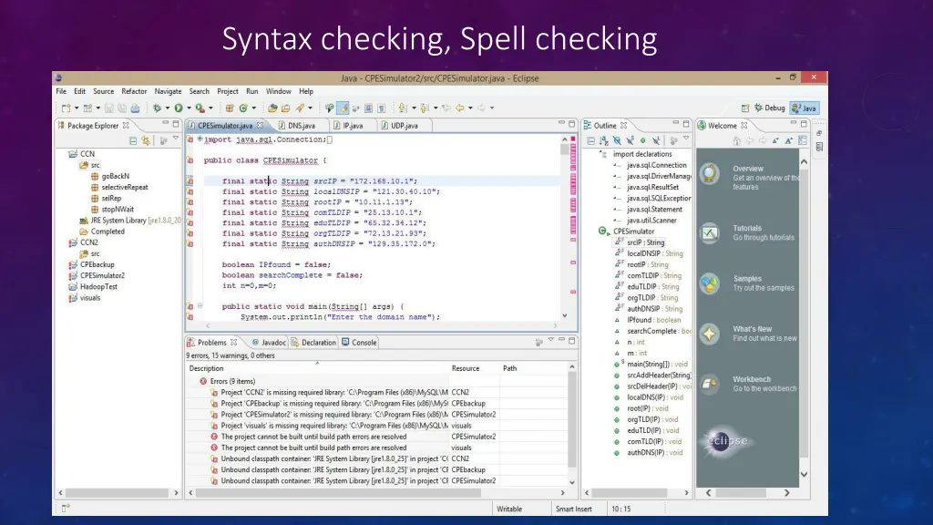 syntax checking spell checking