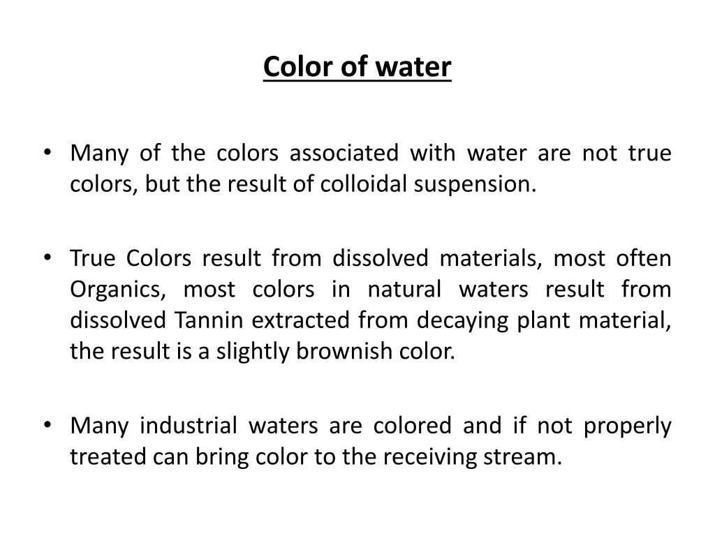 color of water