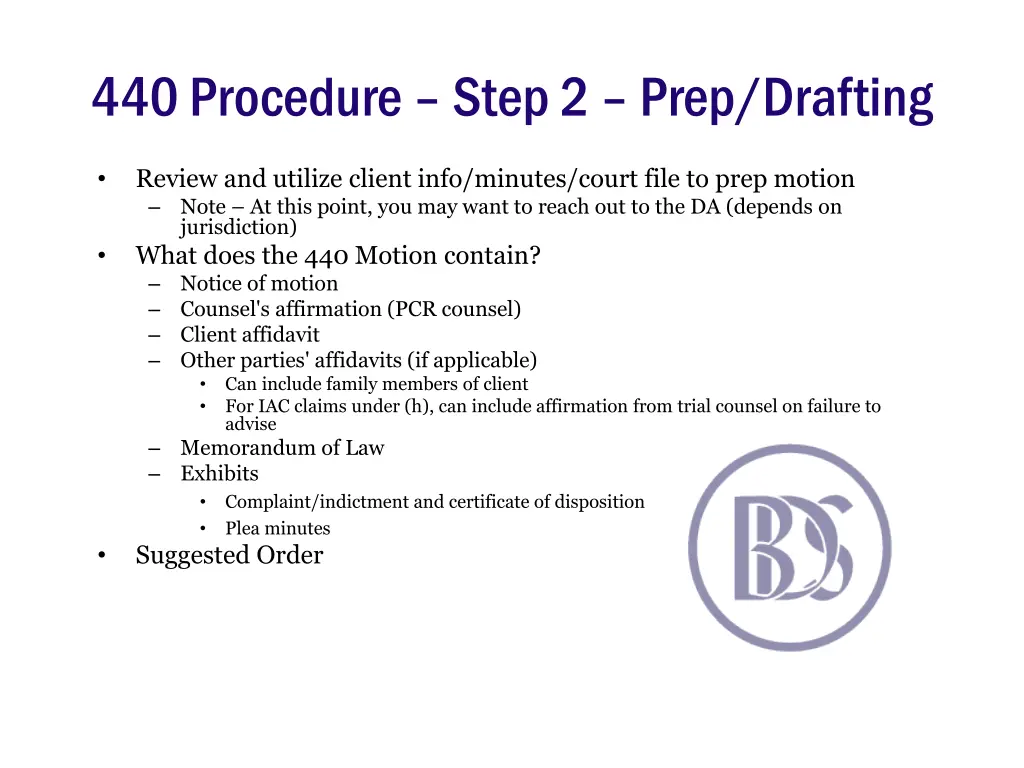 440 procedure step 2 prep drafting