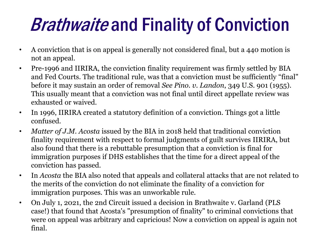 brathwaite and finality of conviction