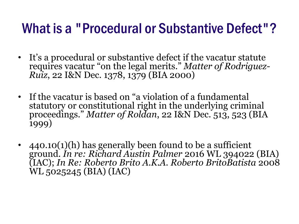 what is a procedural or substantive defect