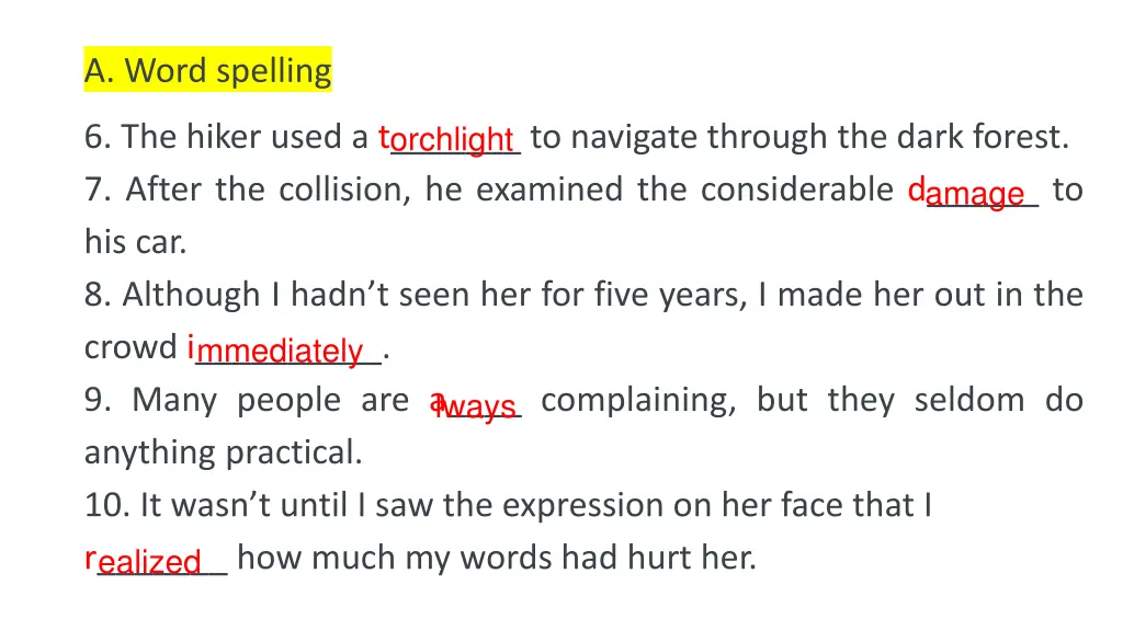 a word spelling 1