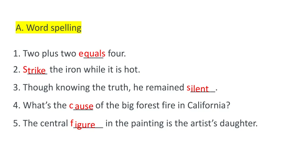 a word spelling