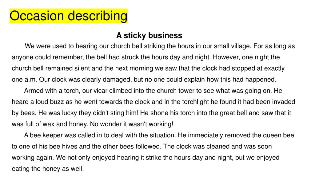 occasion describing 3