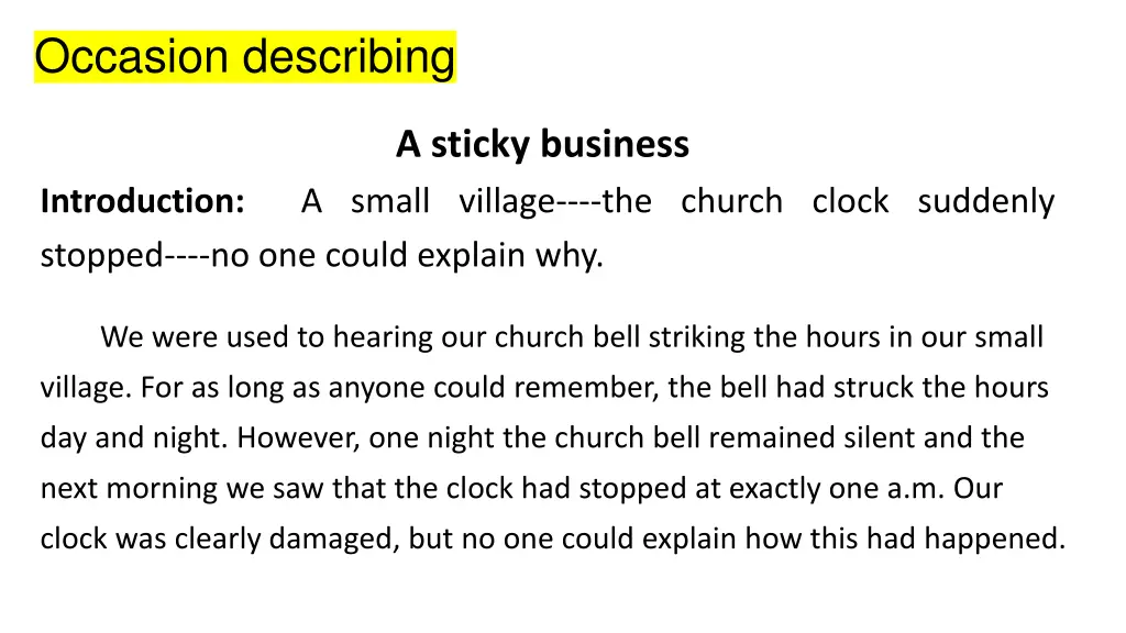 occasion describing