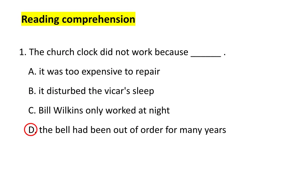 reading comprehension