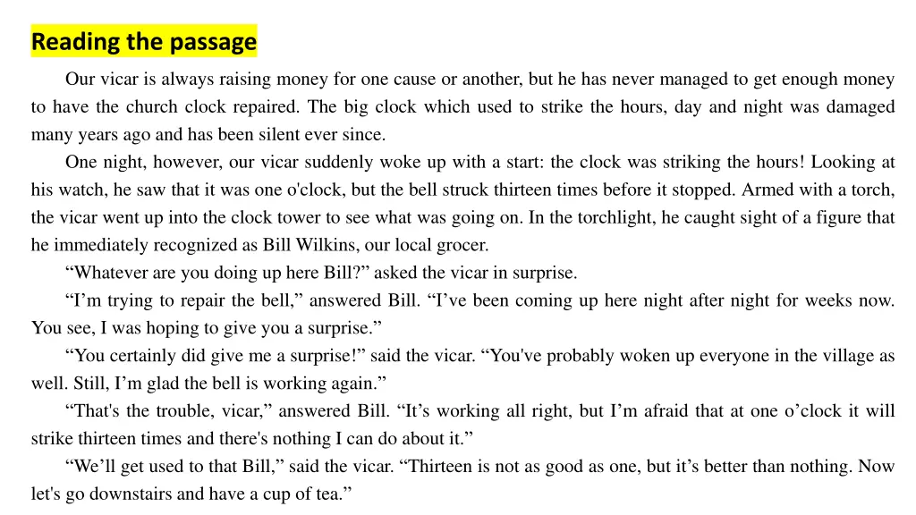 reading the passage