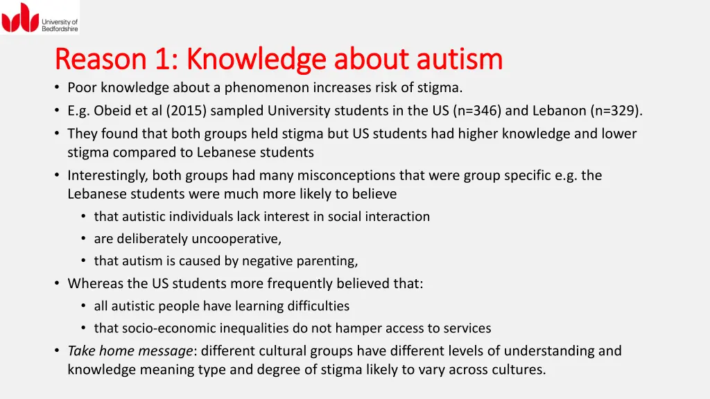 reason 1 knowledge about autism reason